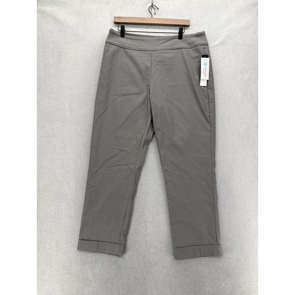 Tribal Fia High Rise Cuffed Straight Pants Womens 16 Gray Stretch Stitch Fix NWT